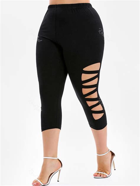 Off Ripped Plus Size Capri Leggings Rosegal