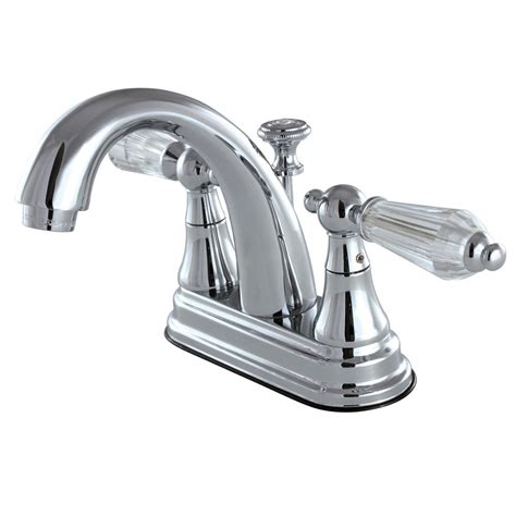 Kingston Brass English Crystal 4 In Centerset 2 Handle Bathroom Faucet In Chrome Hks7611wll