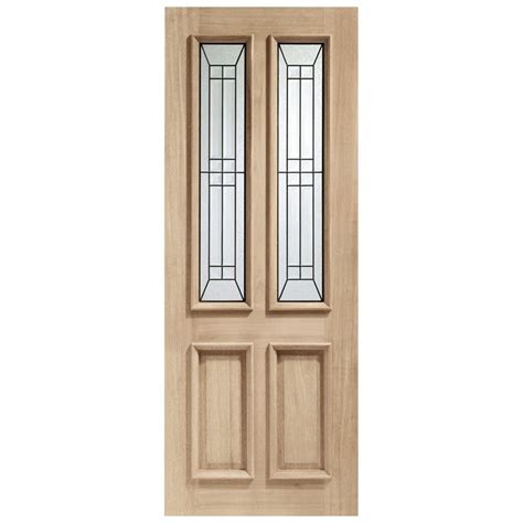 Xl Joinery Malton Diamond 2 Panel Victorian Unfinished Natural Oak 2 Light Decorative Glass