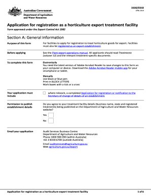 Fillable Online Application For Registration As A Horticulture Export