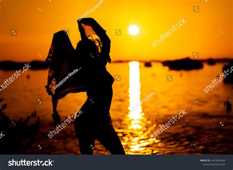 Beautiful Nude Latin Model Silhouetted She Stock Photo