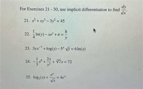 Solved For Exercises 21−30 Use Implicit Differentiation To