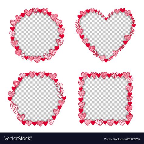 Valentine Heart Frame Transparent Template Vector Image