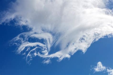 Fluffy Cumulus Cloud On Blue Sky Background Cloudscape White And Grey