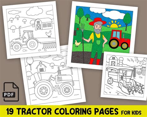 Tractor Coloring Book for Kids Tractor Printable Farm Coloring - Etsy