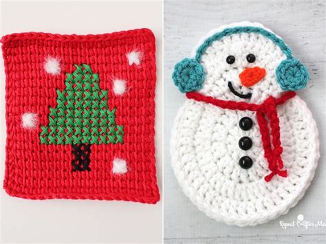 Adorable Christmas Coasters with Free Crochet Patterns