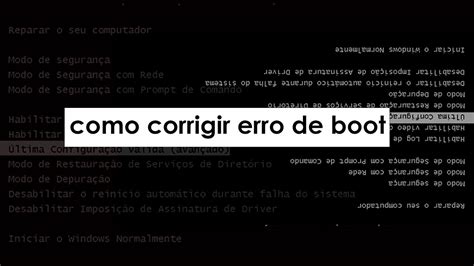 Como Corrigir Erro De Boot Tela Preta Windows Youtube