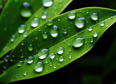 Hoja Verde Con Gotas De Agua Foto Premium