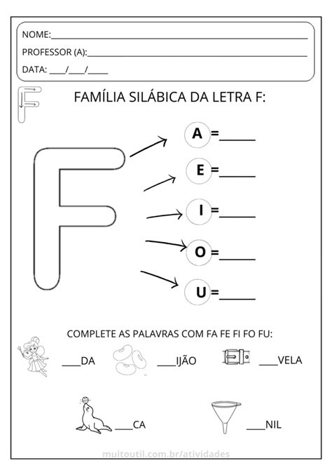 Atividades Da Letra F Muito Til