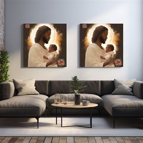 3 Brown Jesus and Little Baby Prints, Christian Artwork, African ...