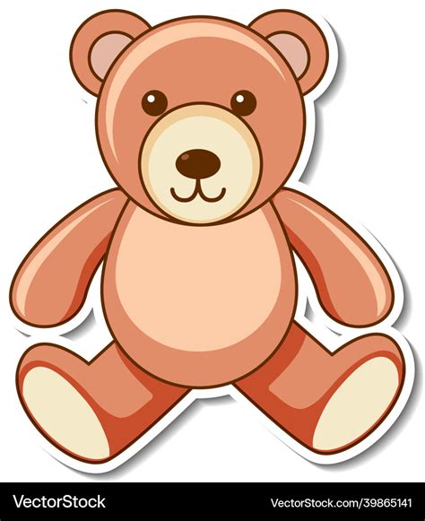 Sticker Design With A Teddy Bear Isolated Vector Image