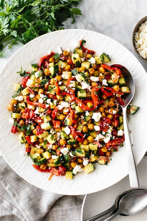 Roasted Red Pepper And Chickpea Salad Downshiftology