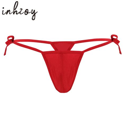 Mens Sexy Lingerie G String Thong Underwear T Back Bikini Briefs Side Tie Up Gay Male Sissy