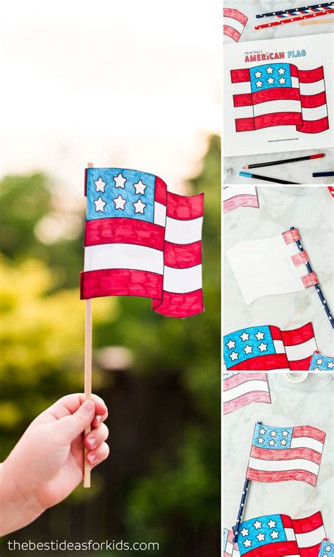 Printable American Flag Arts And Crafts For Kids Easy Flag Template