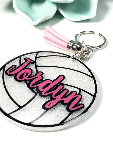 Volleyball Keychain Glitter Personalized Volleyball Team Gift Bag Tag