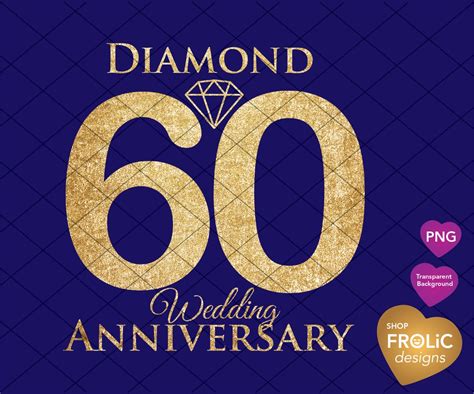 Diamond 60th Wedding Anniversary Clipart Celebrating 60 Years Glitter