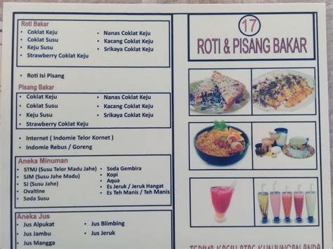 Carta Del Restaurante Roti Dan Pisang Bakar 17doa Ibu Depok