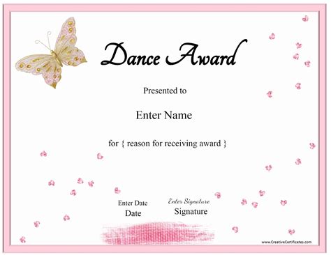 Free Dance Certificate Template Customizable And Printable