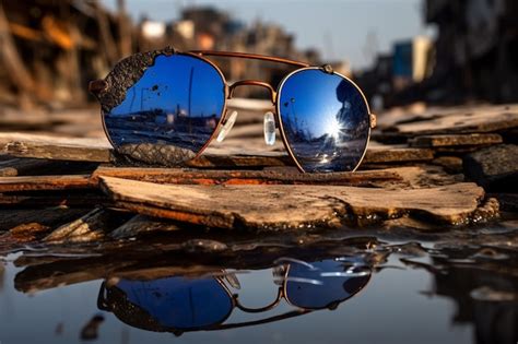 Premium Photo Closeup Face Reflection In Sunglasses Showcasing The