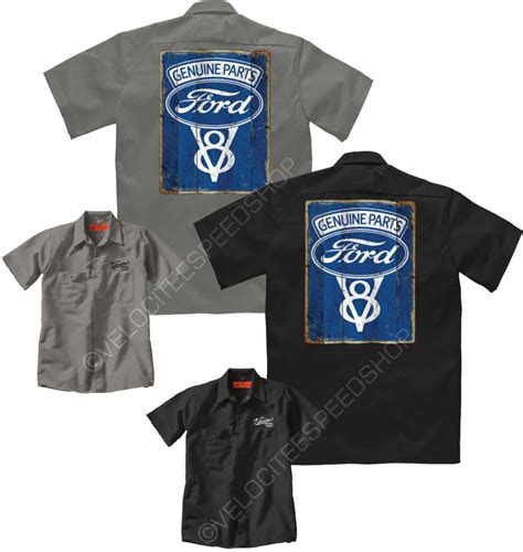 Details About Velocitee Mens Mechanic Garage Work Shirt Genuine Ford