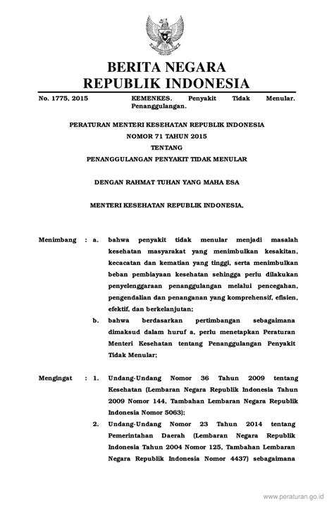 Permenkes Nomor 71 Tahun 2015 BERITA NEGARA REPUBLIK INDONESIA No