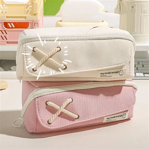 Grande Capacidade Double Zipper Pencil Case Pencil Pouch Storage Bag