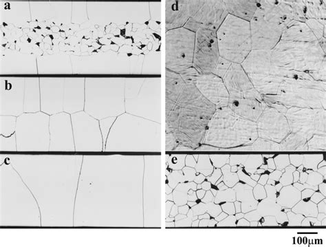 Optical Micrographs Of A C E Cross Sections And D A Surface