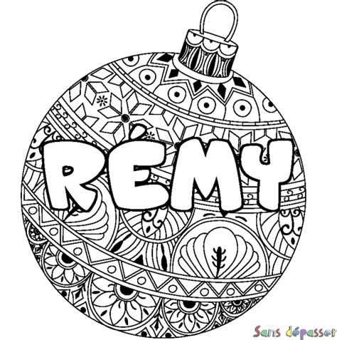 Coloriage Prénom RÉmy Décor Boule De Noel Sans Dépasser