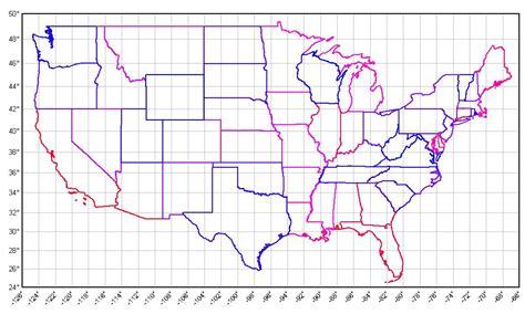 United States Map With Grid Lines United States Map