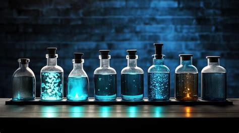 Premium AI Image | Various of bottles with colorful magic potion in laboratory