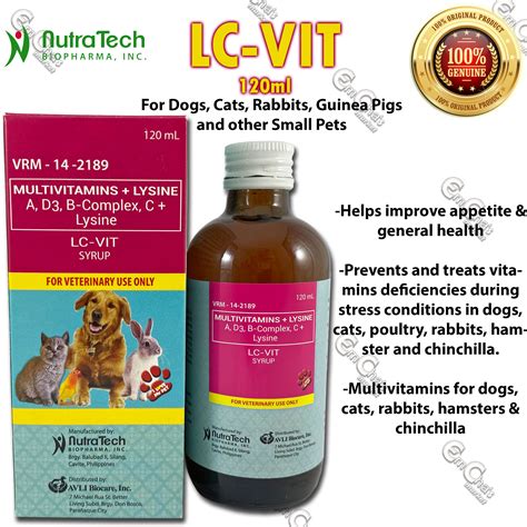 Nutratech LC-Vit 120ml Syrup Multivitamins for Pets(amed)(smpt)Dog Vitamins Cat Vitamins Rabbit ...