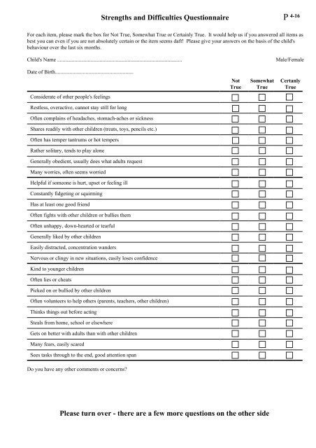 Pathfinders Parent Strength And Difficulties Questionnaire PDF