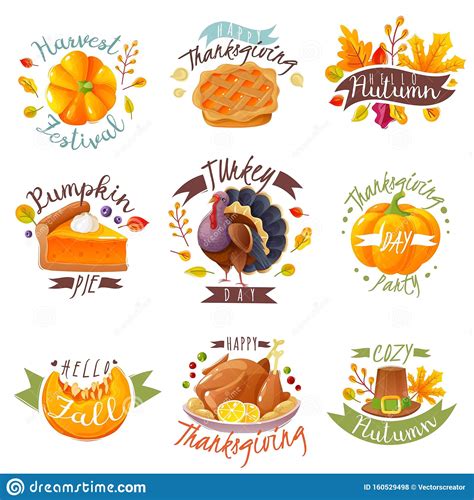 Thanksgiving Day Emblems Stock Vector Illustration Of Bird 160529498