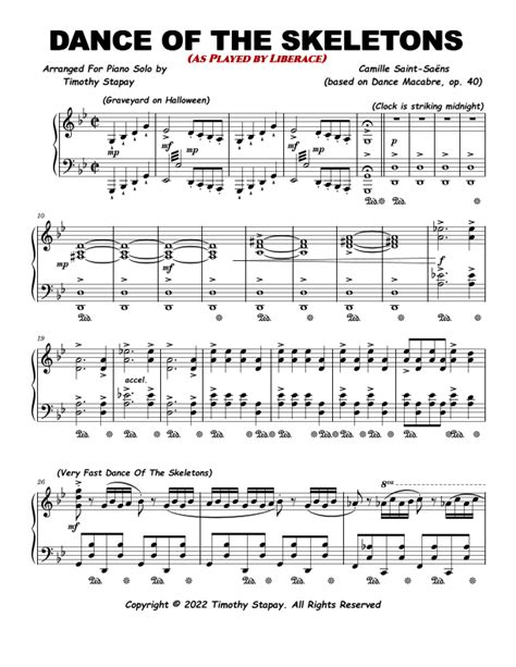 Dance Of The Skeletons Arr Timothy Stapay By Liberace Sheet Music For Piano Solo At Sheet