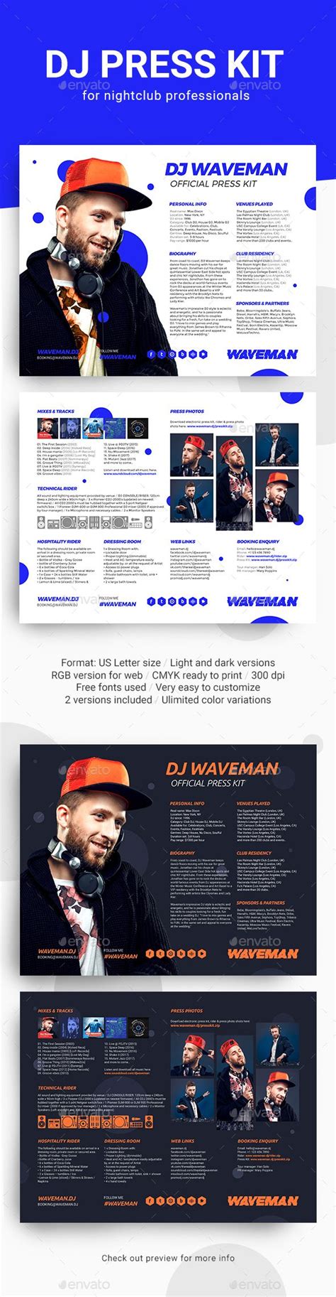 Modern Dj Press Kit Rider Resume Psd Template In Press Kit