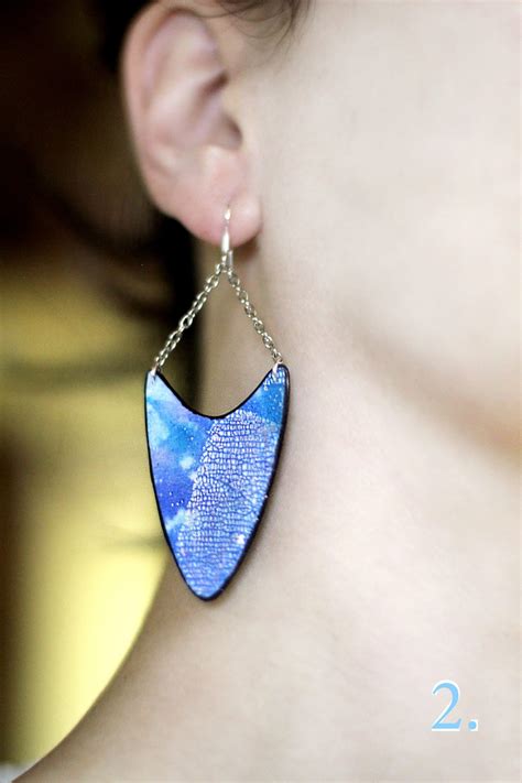 Sky Blue Dangle Clip On Earrings Modern Large Jewelry Arrow Etsy