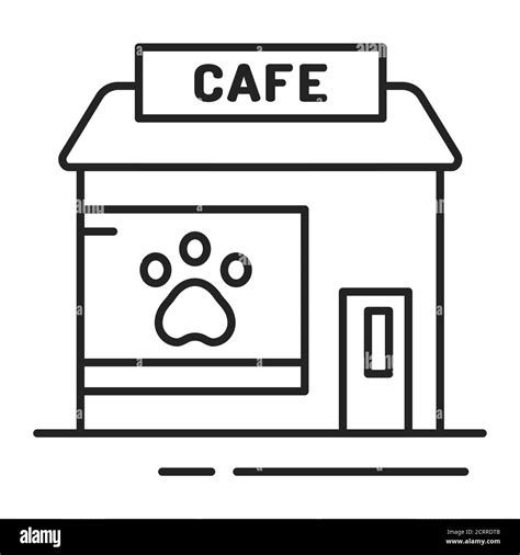 Animal cafe black line icon. Place where people can see and interact with various animals ...