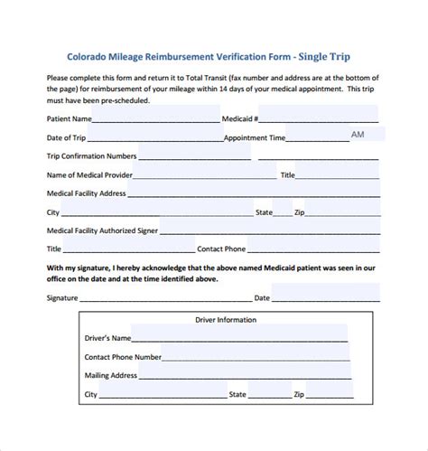 Free 8 Sample Mileage Reimbursement Forms In Pdf Ms Word