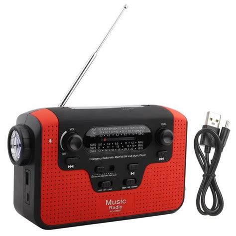 Atyhao Radio à manivelle Plastique rouge solaire portable manivelle