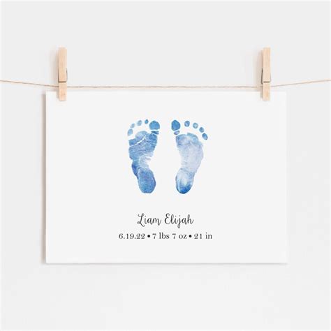 Baby Footprint Art Baby Nursery Wall Art Custom Footprint