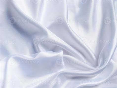 White Crumpled Fabric Texture Background Silk Curtain With Fold Waves