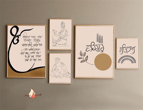 Set Of Sikh Wall Art I Sikh Guru Lineart Wall Decor I Digital Mid