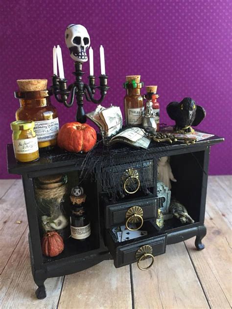 Miniature Halloween Furniture Dollhouse Sideboard Halloween Creepy