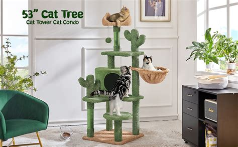 Amazon Yaheetech Cactus Cat Tree 53in Cat Tower For Indoor Cats