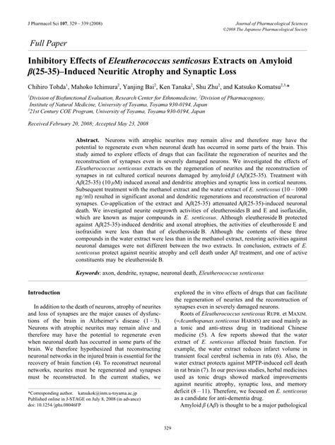 PDF Inhibitory Effects Of Eleutherococcus Senticosus Extracts On