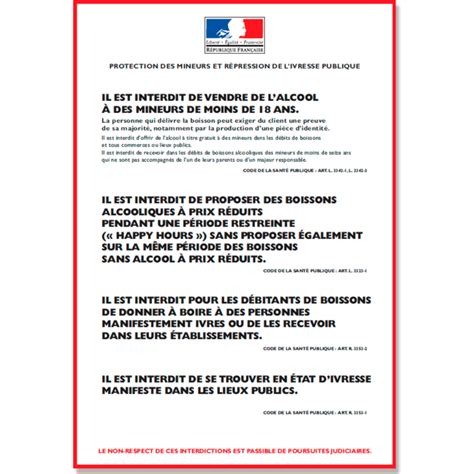 Affiche Répression de l ivresse publique et Protection des mineurs