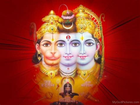 Lord Rama,Lord Shiva And Lord Hanuman