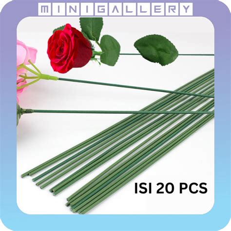 Jual Isi 20 Pcs Kawat Tangkai Bunga Tangkai Bunga Artificial Tebal