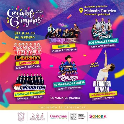 Les Presentamos La Cartelera Oficial Del Carnaval Guaymas La