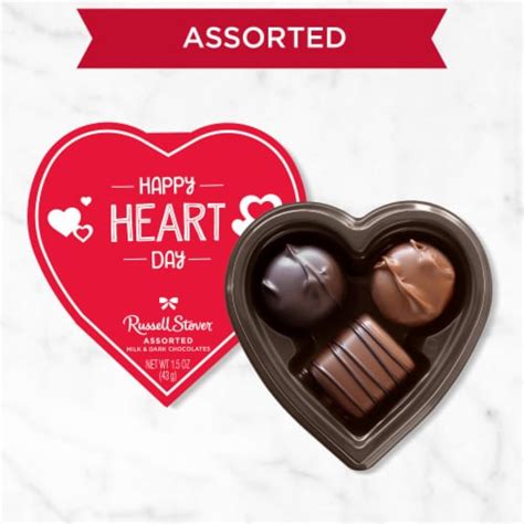 Russell Stover® Assorted Milk And Dark Chocolates Red Foil Heart Shaped Valentine Candy 15 Oz